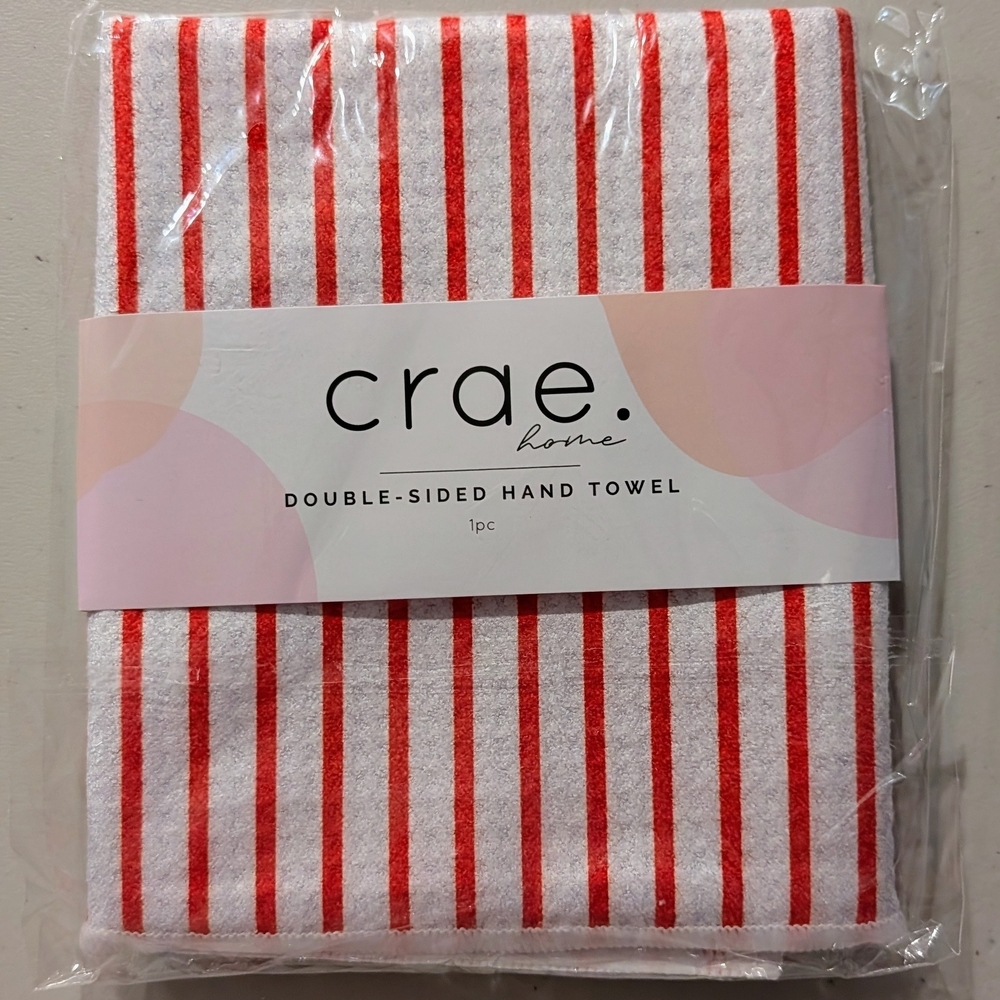 Red and White Striped Hand Towel